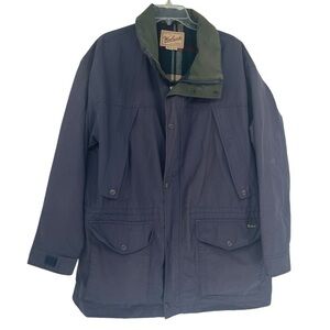 Woolrich Mens Fieldstone Jacket Navy Blue Wool Lined Coat Size XL. Vintage
